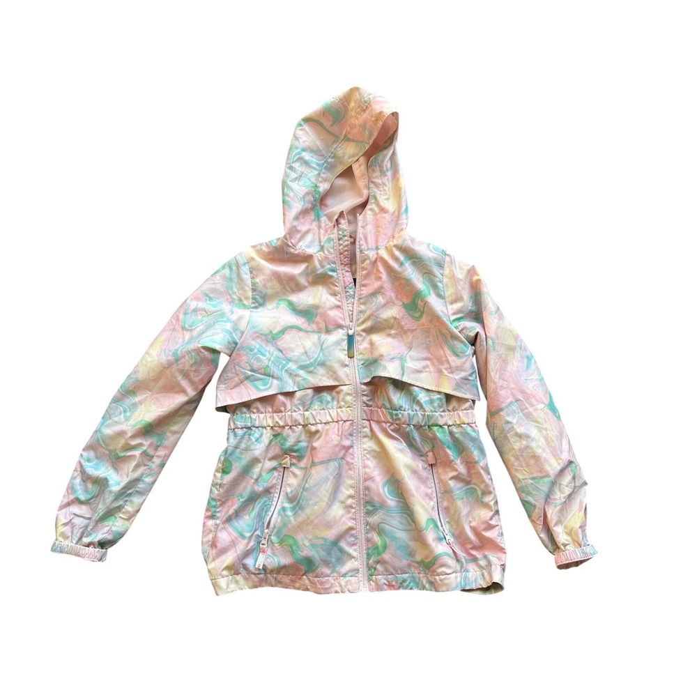Champion C9 Girls Pastel Marble Windbreaker Jacket Pink Mint Size L 10-12 R1731